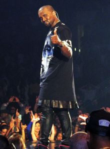 kanye-west-performs-at-la-wearing-his-trademark-leather-kilt